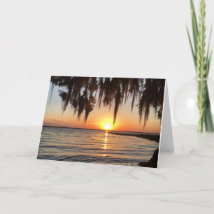 tarjeta de felicitación para la puesta del sol y e