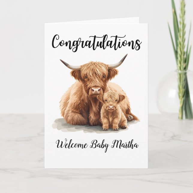 Tarjeta de Felicitación para Madre de Vaca Highlan (Anverso)