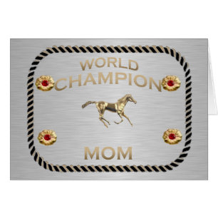 Tarjeta de felicitación para mamá, campeona del mu