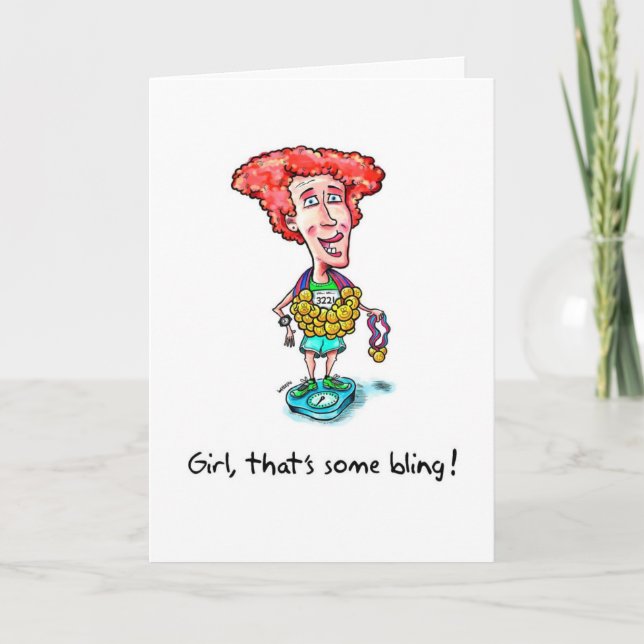 Tarjeta de felicitación para maratonista - Bling (Anverso)