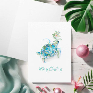 Tarjeta de Felicitación para Navidad Tortuga Marin