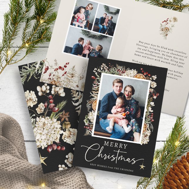 Tarjeta de felicitación para Navidades botánicos B (Boho Botanical Christmas Greeting Card
)