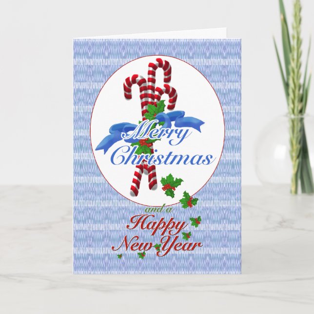 Tarjeta de felicitación para Navidades Candy Cane (Anverso)