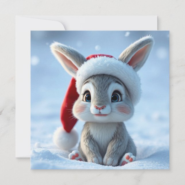 Tarjeta de felicitación para Navidades conejitos d (Anverso)