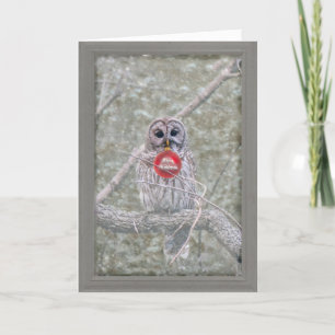 Tarjeta de felicitación para Navidades de búho con