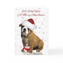 Tarjeta de felicitación para Navidades de bulldog