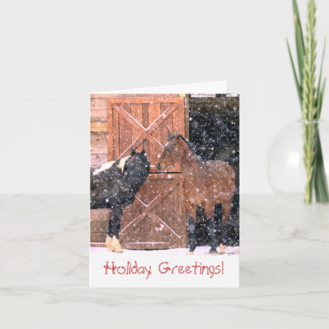 Tarjeta de felicitación para Navidades de caballos (Anverso)