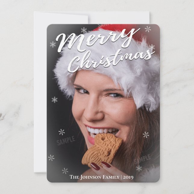 Tarjeta de felicitación para Navidades de foto con (Anverso)