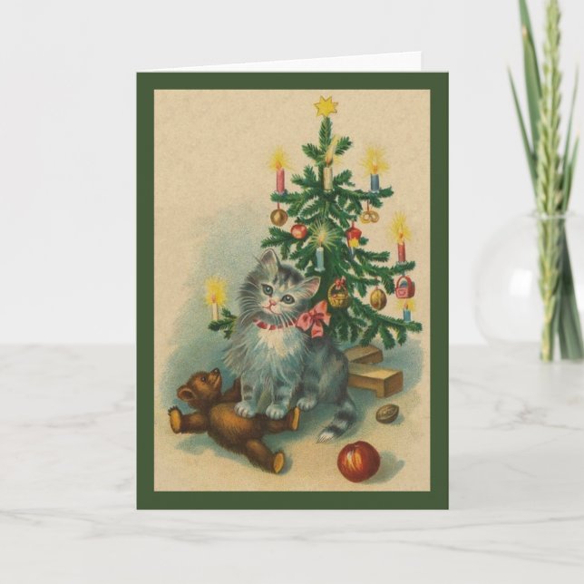 Tarjeta de felicitación para Navidades de gatitos  (Anverso)