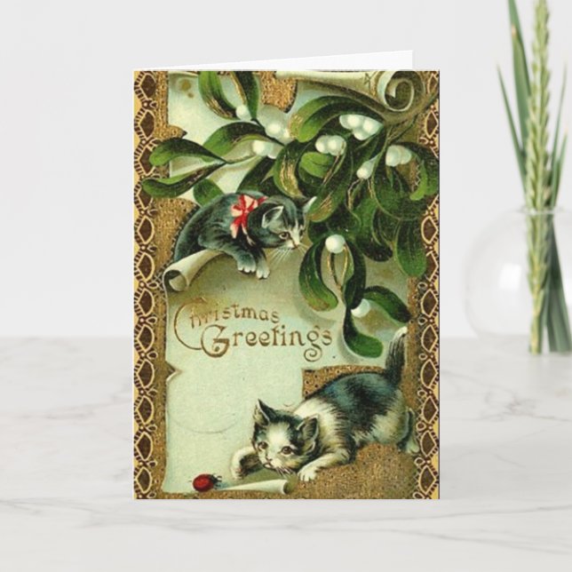 Tarjeta de felicitación para Navidades de gato de  (Anverso)