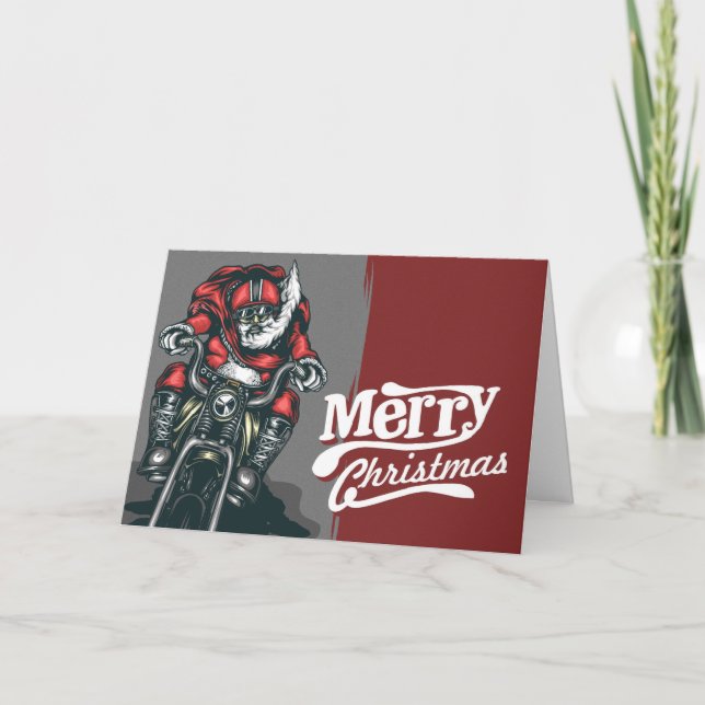 Tarjeta de felicitación para Navidades de motocicl (Anverso)