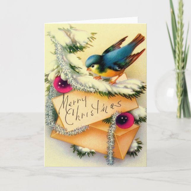 Tarjeta de felicitación para Navidades de pájaro a (Anverso)