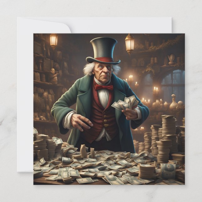 Tarjeta de felicitación para Navidades de Scrooge (Anverso)