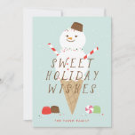 Tarjeta de felicitación para Navidades de Snowcone<br><div class="desc">Esta adorable tarjeta ilustrada presenta un verdadero cono de nieve junto con dulces.</div>