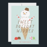 Tarjeta de felicitación para Navidades de Snowcone<br><div class="desc">Esta adorable tarjeta ilustrada presenta un verdadero cono de nieve junto con dulces.</div>