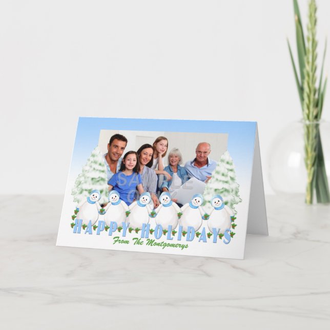 Tarjeta de felicitación para Navidades de Snowmen (Anverso)