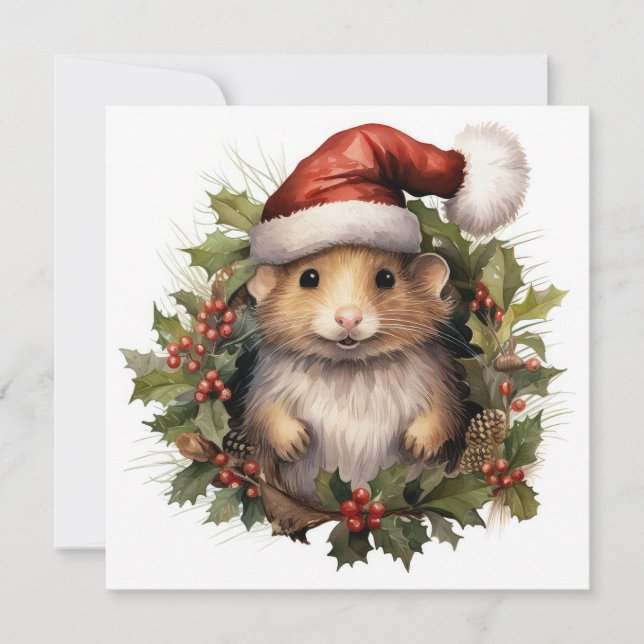 Tarjeta de felicitación para navidades Hamster (Anverso)