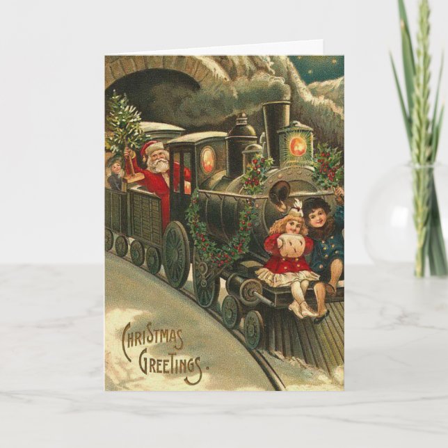 Tarjeta de felicitación para Navidades retro vinta (Anverso)