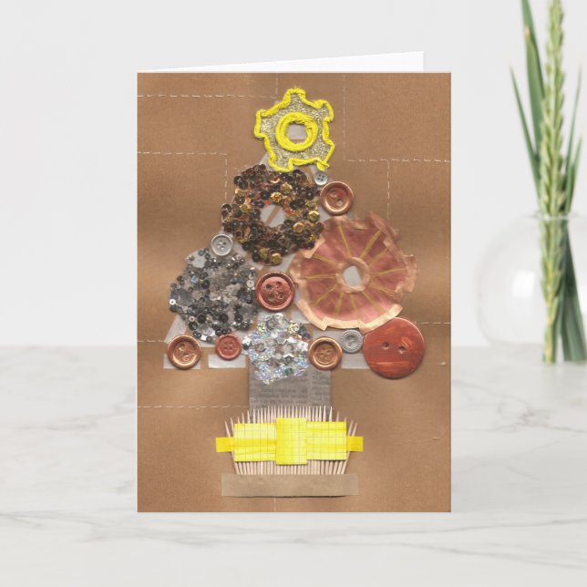 Tarjeta de felicitación para Navidades Steampunk (Anverso)