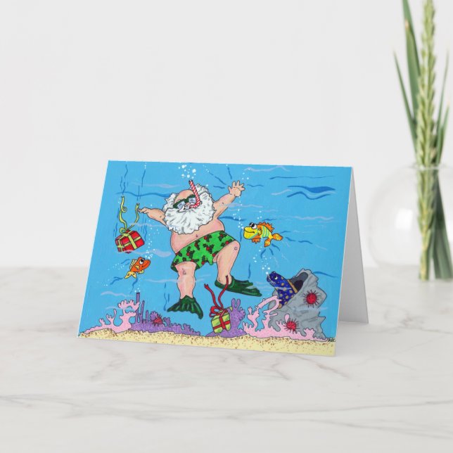Tarjeta de felicitación para Navidades submarinos  (Anverso)