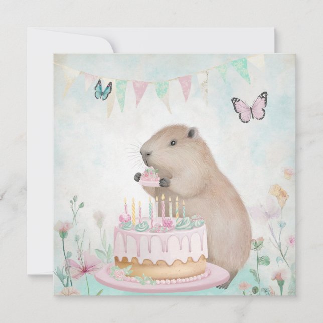 Tarjeta de felicitación para niños Capybara Cakefe (Anverso)