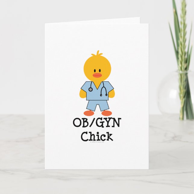 Tarjeta de felicitación para niños OB/GYN Chick (Anverso)