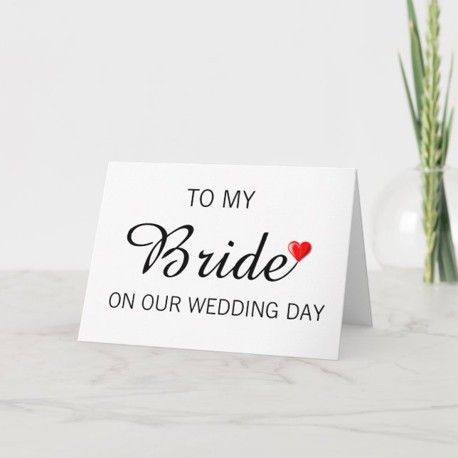 Tarjeta de felicitación para novia el día de la bo (Anverso)