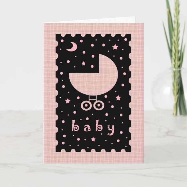Tarjeta de Felicitación para Nueva Bebé Niña (Anverso)