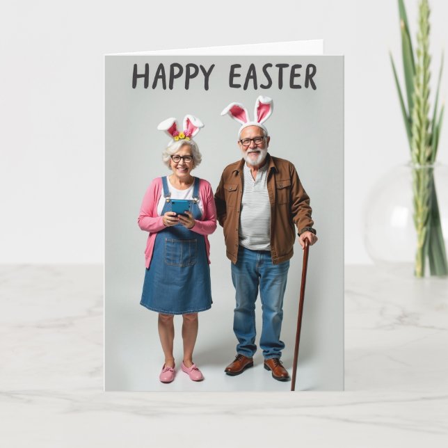 Tarjeta de Felicitación para Pareja Mayor Feliz (Anverso)