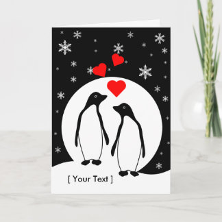 Tarjeta de felicitación para parejas de amor pingü