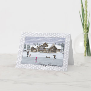 Tarjeta de felicitación para patinadores de navida