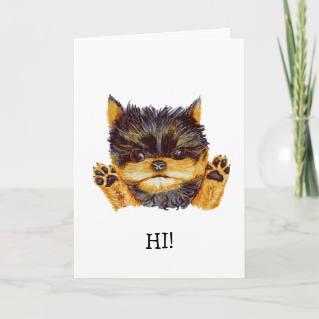 Tarjeta de felicitación para perro yorkie (Anverso)