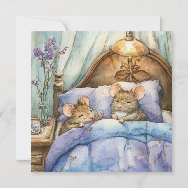 Tarjeta de felicitación para ratones de Bedtime (Anverso)