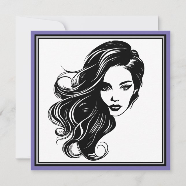 Tarjeta de felicitación para retrato de mujer blan (Anverso)