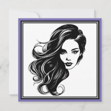 Tarjeta de felicitación para retrato de mujer blan