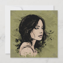 Tarjeta de felicitación para retrato femenino