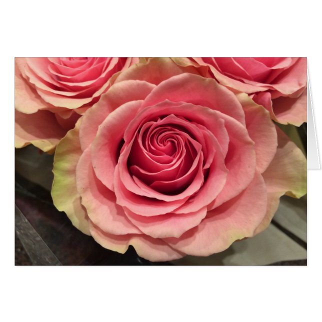 Tarjeta de felicitación para Rosas de cumpleaños f (Anverso (Horizontal))