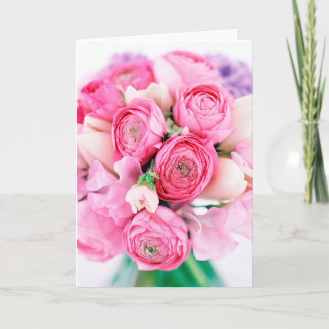 Tarjeta de felicitación para Rosas Rosadas (Anverso)