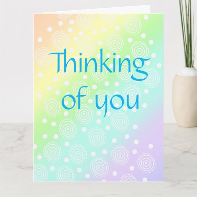 Tarjeta de felicitación pastel arcoíris "Pensando  (Anverso)