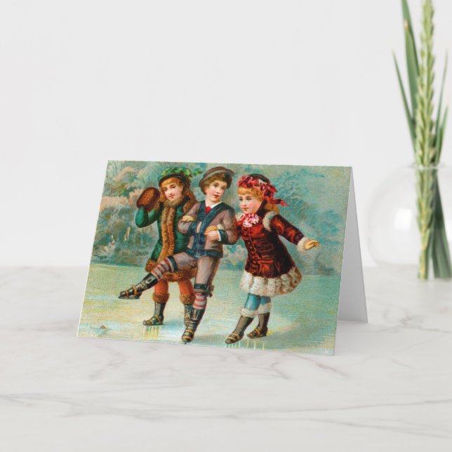 Tarjeta de felicitación patinadora del trío (Anverso)