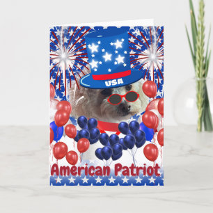 Tarjeta de felicitación patriota americana de cani