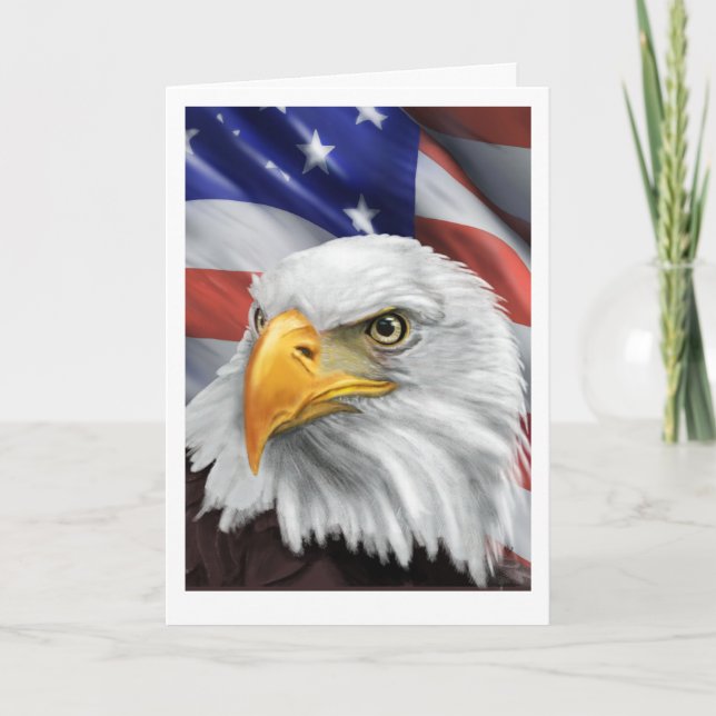 Tarjeta de felicitación Patriotic Bald Eagle Blank (Anverso)