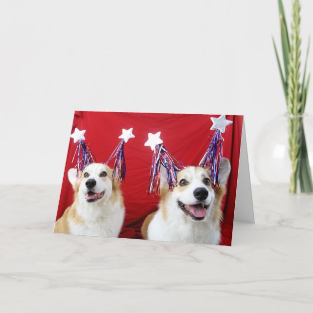 Tarjeta de felicitación Patriotic Corgis y sobres (Anverso)