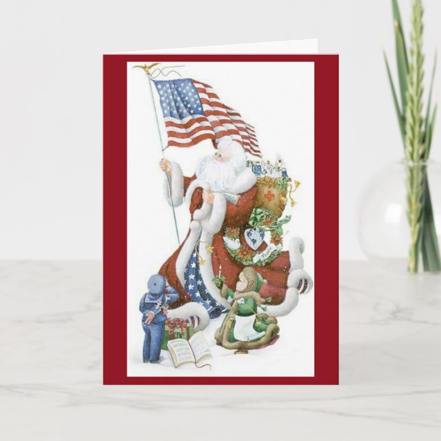 Tarjeta de felicitación Patriótica de Santa (Anverso)