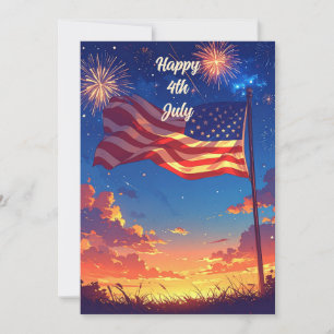 Tarjeta de felicitación patriótica del 4 de julio