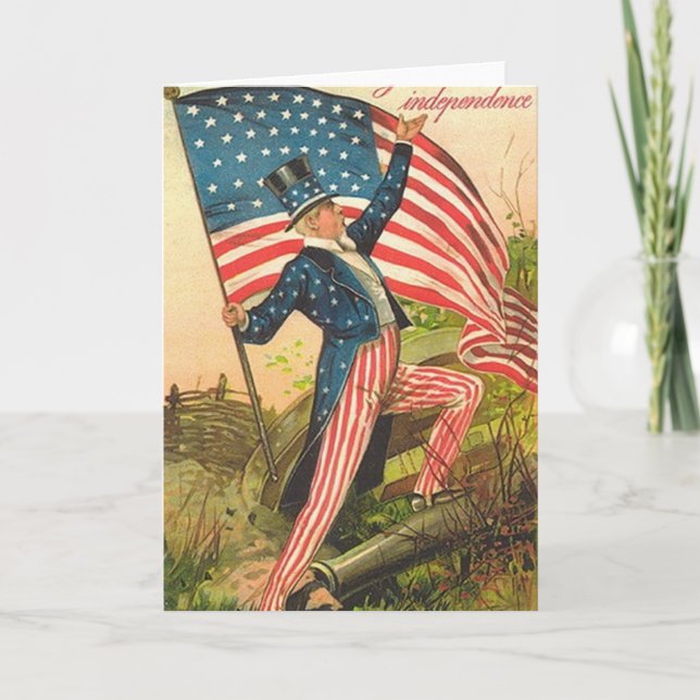 Tarjeta de felicitación patriótica vintage (Anverso)