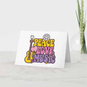 Tarjeta de Felicitación Paz, Amor y Música (En Bla