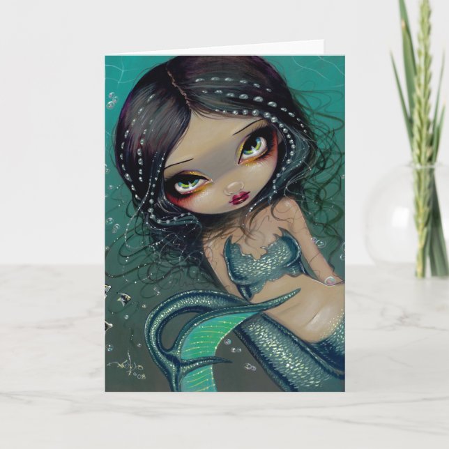 Tarjeta de felicitación "Pearl Swirl Mermaid" (Anverso)