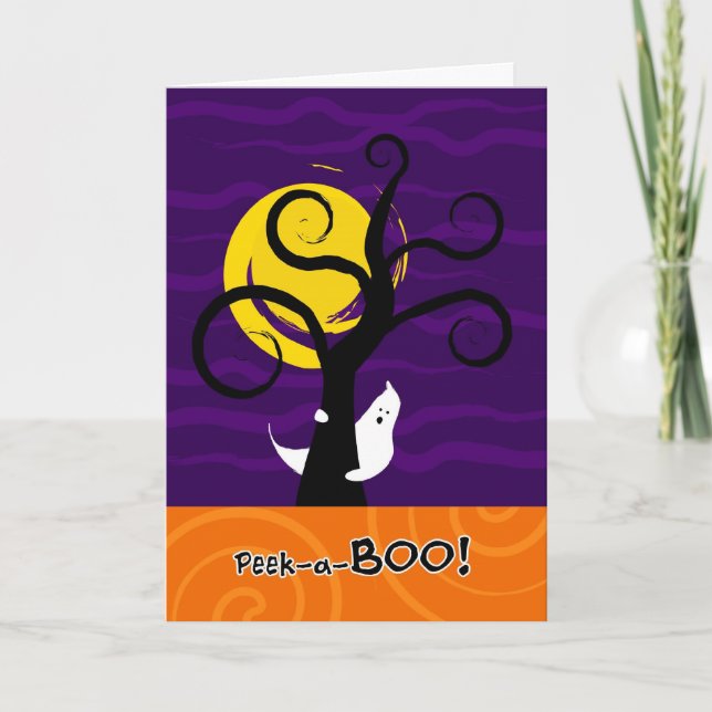 Tarjeta de felicitación Peek-a-BOO de Halloween (Anverso)