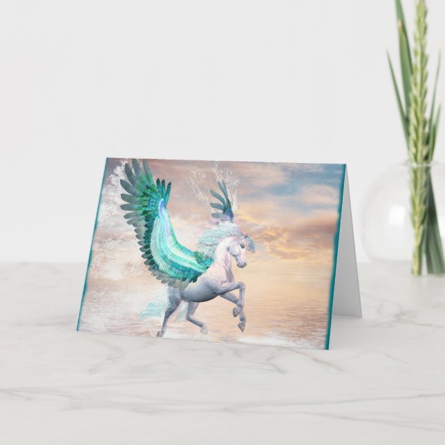 Tarjeta de felicitación Pegasus y sobre, ¡Personal (Anverso)
